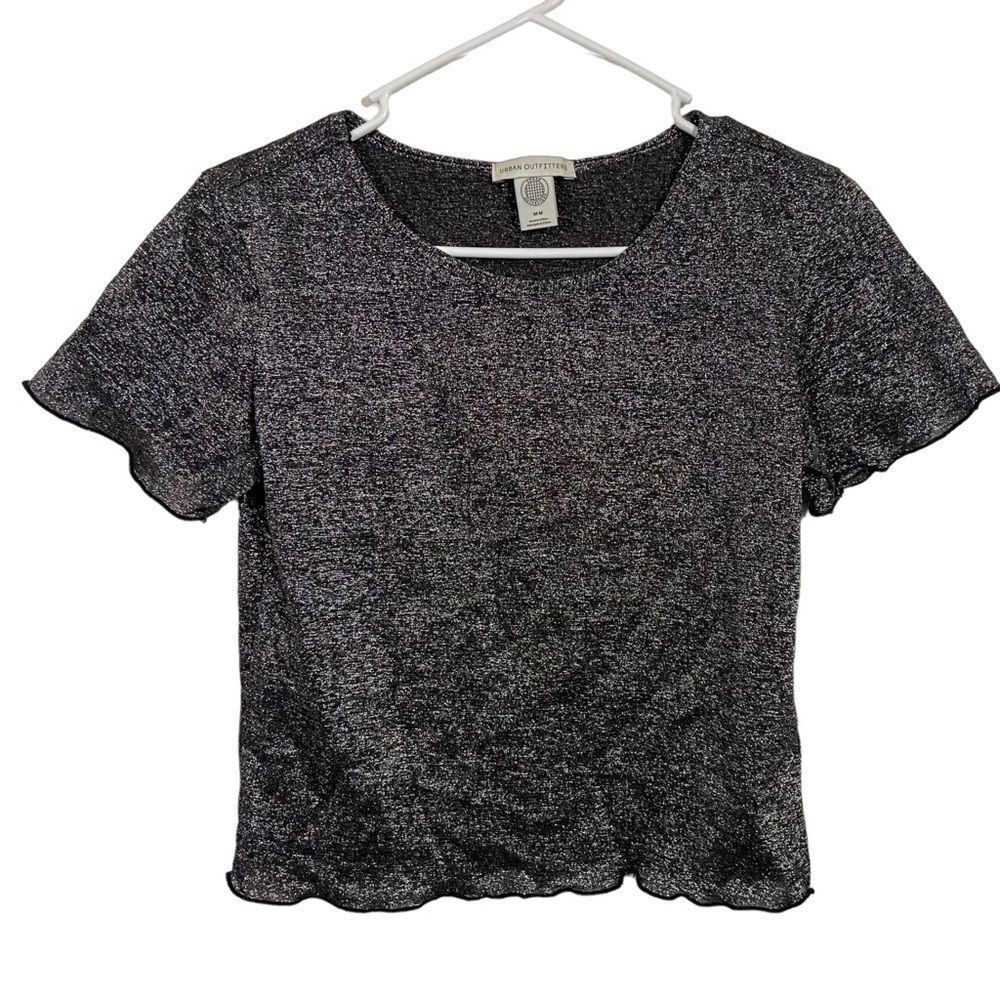 Urban Outfitters Silver Sparkly Short Sleeve T-Shirt